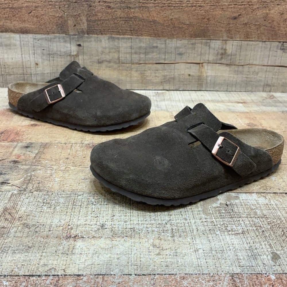 Birkenstock Boston Clogs Womens Size 8 39 Brown Suede Slip On Comfort Shoes